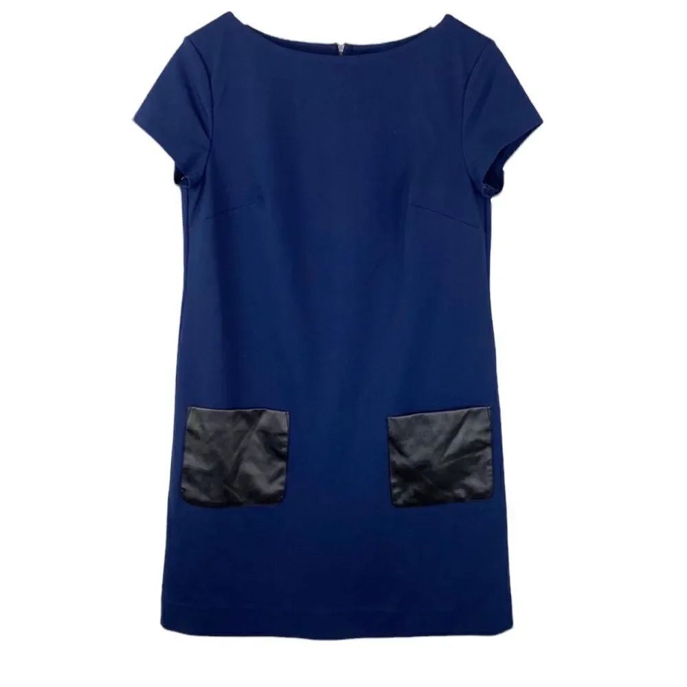 Donna Morgan navy shift dress black pocket…